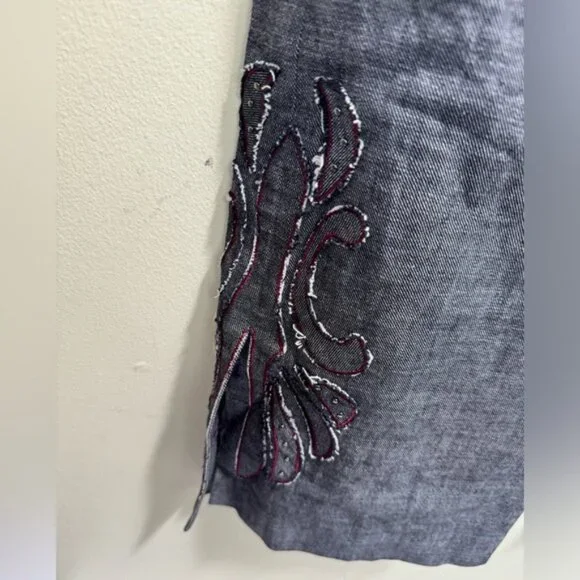 Kenneth Cole Vintage Y2K Embroidered Slit Flare Straight Leg Jean Pant Pocket 10 - Picture 4 of 16